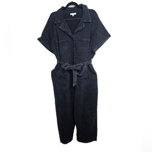 Industrial Revolution Blue Denim Buttoned belted jumpsuit Curvy w/pockets -  2X